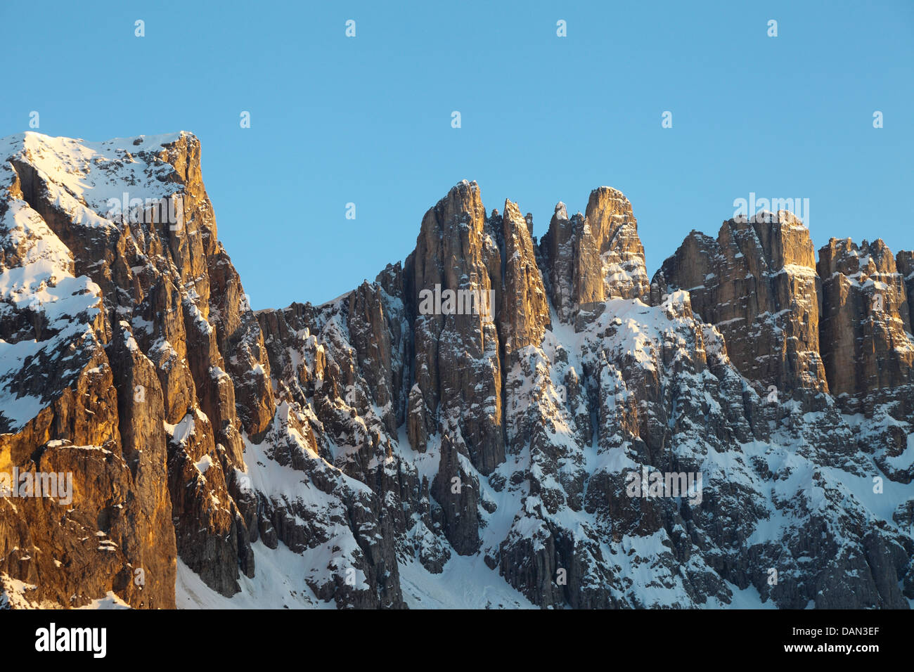 La morfologia delle Dolomiti a Nova Levante in Alto Adige Foto Stock