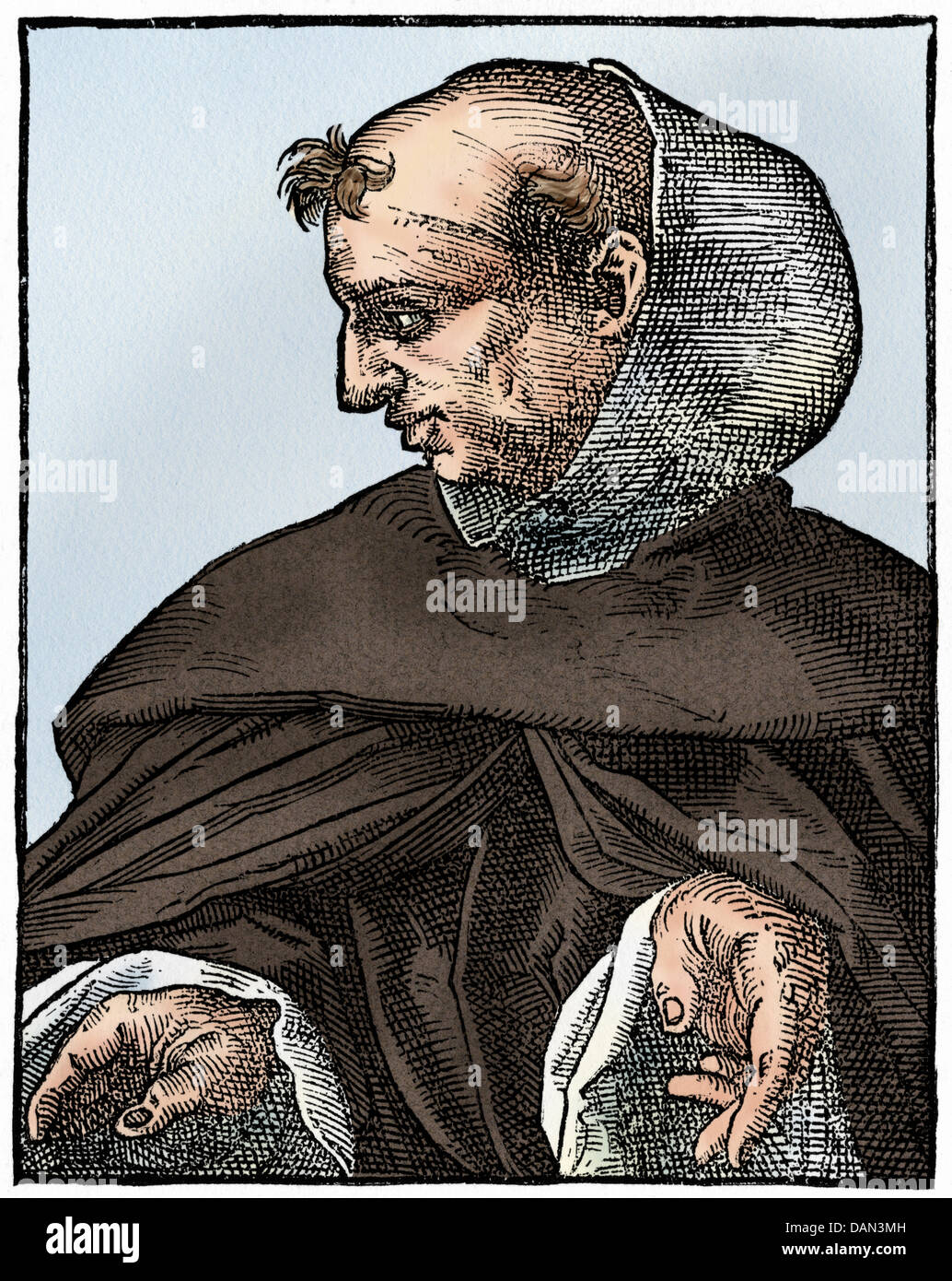 Albertus Magnus, medievale studioso tedesco e teologo. Digitalmente la xilografia colorata Foto Stock