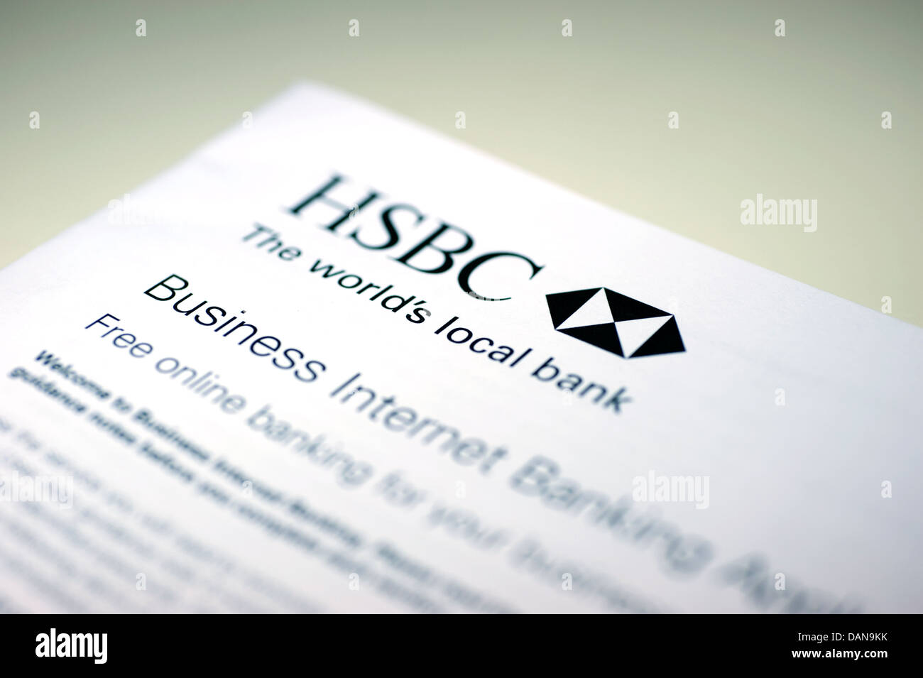HSBC Bank Business Internet Banking Foto Stock