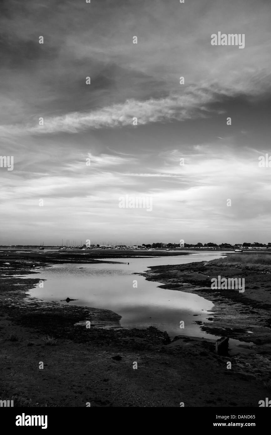 Porto di Chichester sera Creative monocromatica Foto Stock