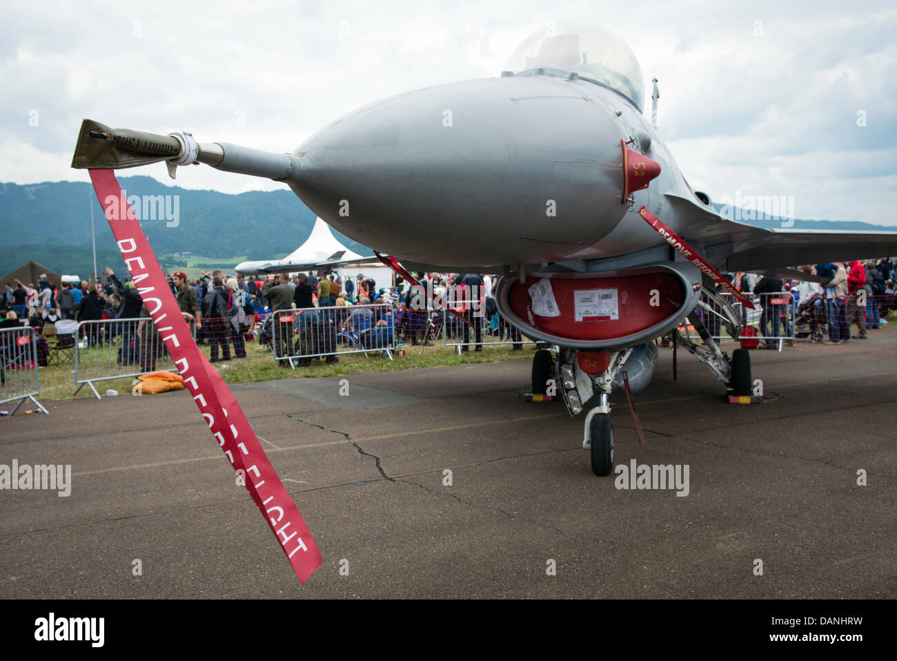 Jet militare aereo sulla visualizzazione statica durante Airpower 2013 in airshow Zeltweg, Austria, il 28 giugno 2013 Foto Stock