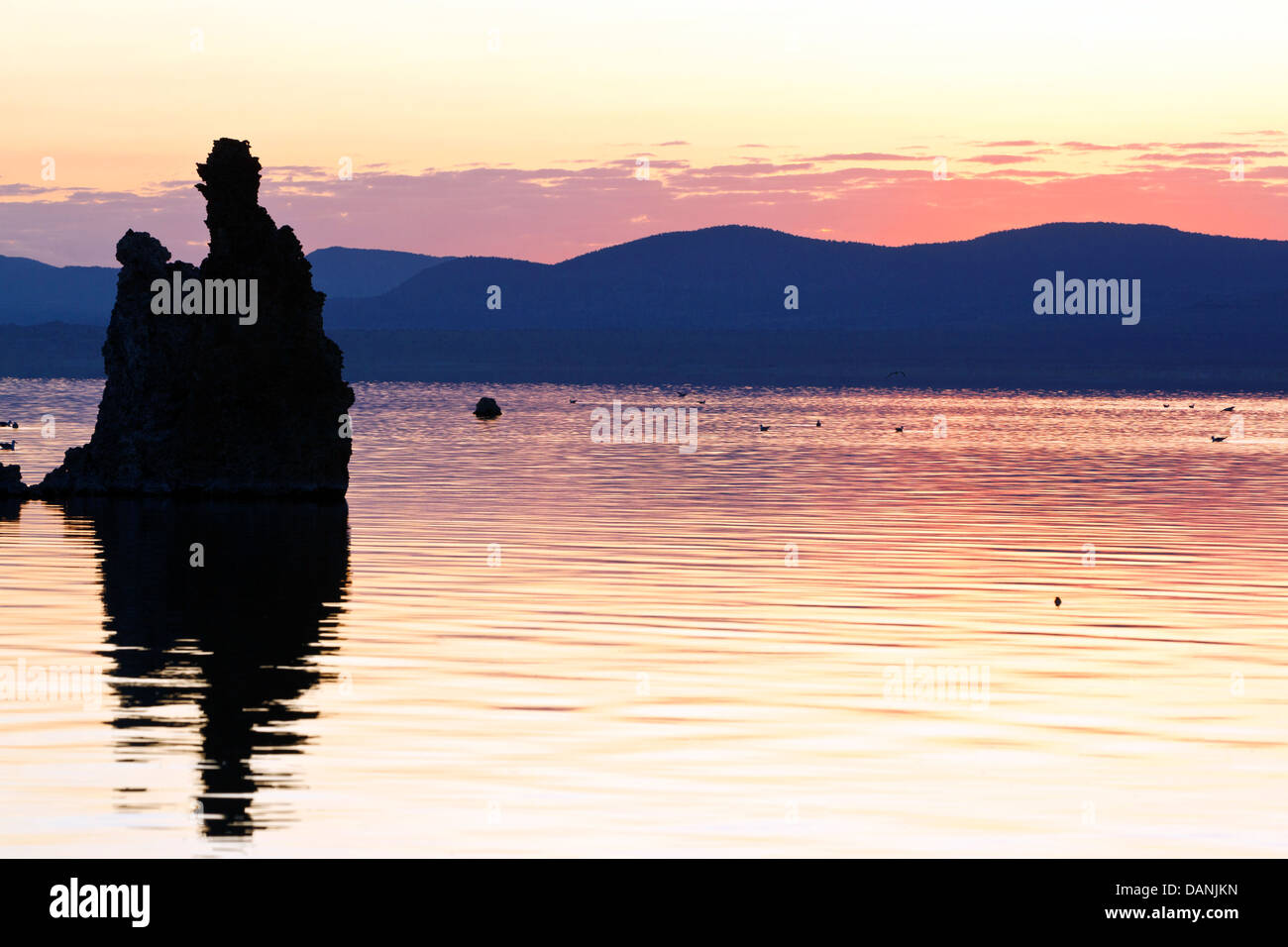 Sunrise a sud di tufo, Mono Lake, California, Stati Uniti d'America Foto Stock