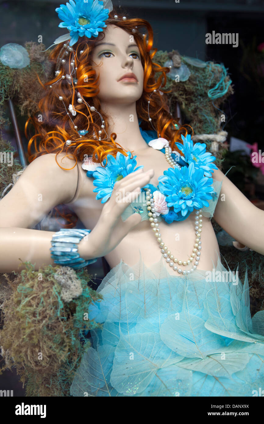 Mermaid manichino in vetrina Display Foto Stock