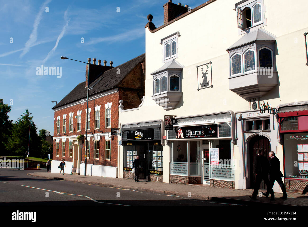High Street e Vesey House, Sutton Coldfield, West Midlands, England, Regno Unito Foto Stock