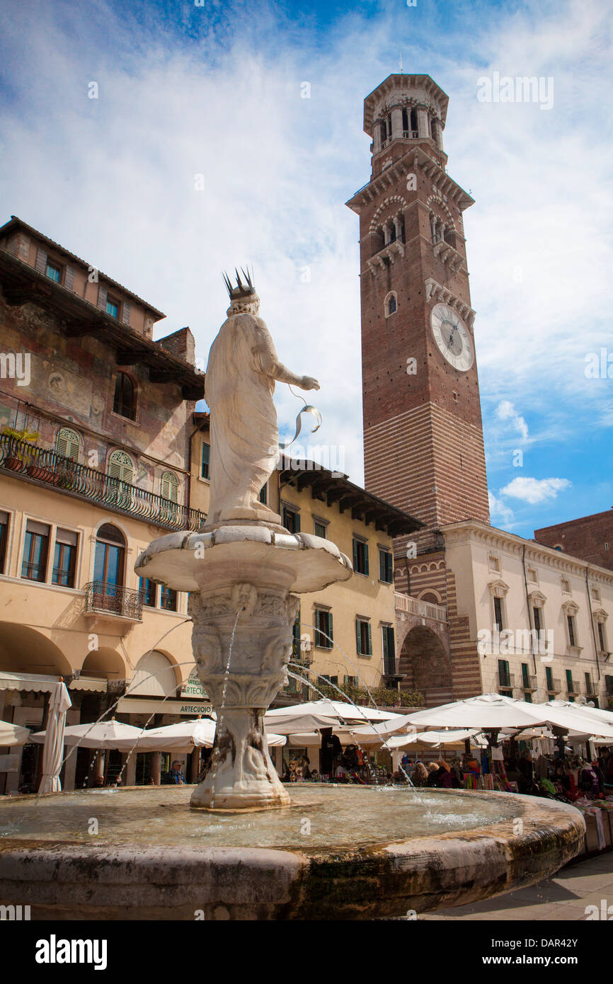 Torre dei Lamberti,Verona,veneto,Italia Foto Stock