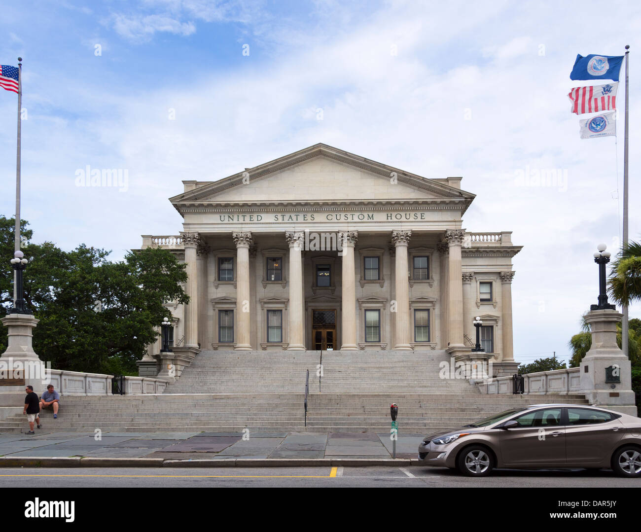 Stati Uniti Custom House, Charleston, Carolina del Sud. Edificio storico è stato iniziato nel 1853 ma completata dopo la guerra civile. Foto Stock