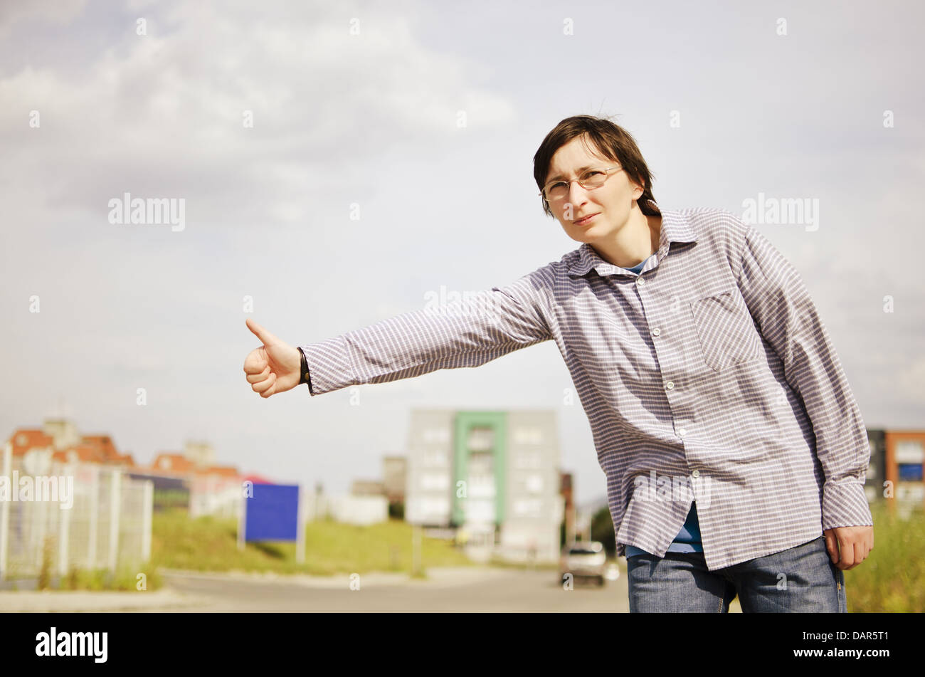 Autostop - hanno bisogno di un disco Foto Stock