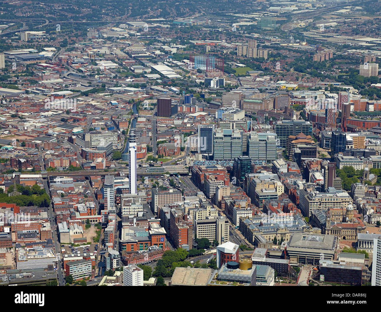 Birmingham City Centre dall'aria, West Midlands, Regno Unito Foto Stock