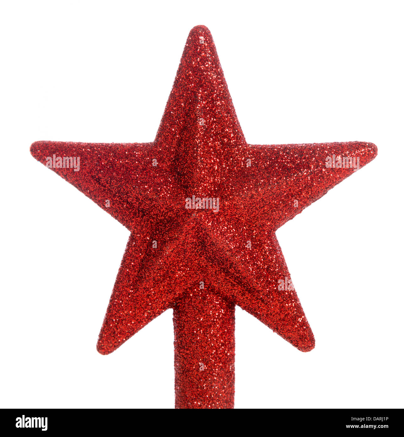 Una rossa Stella glitter albero di Natale topper Foto Stock
