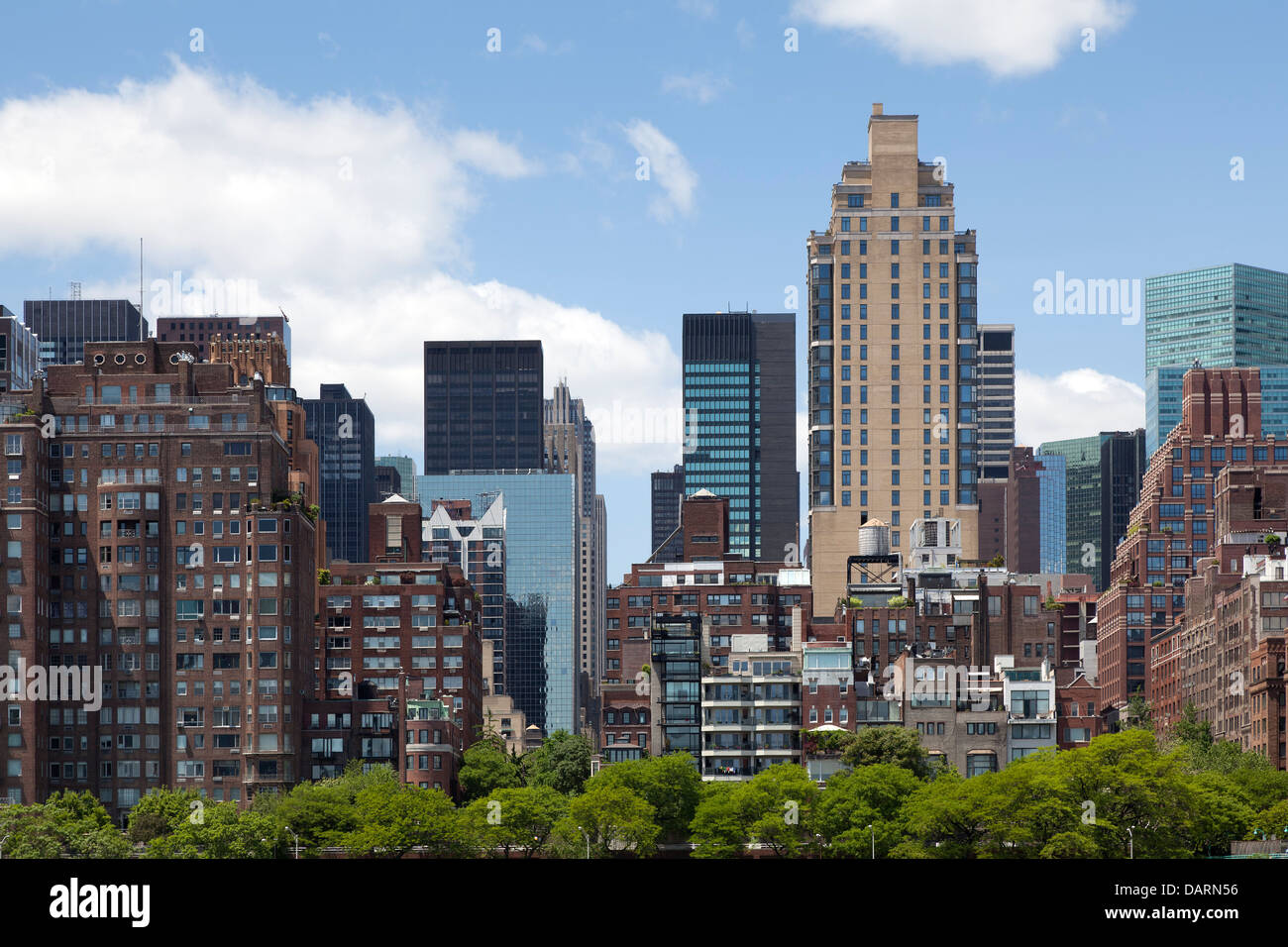 Manhattan visto da Roosevelt Island, New York City Foto Stock