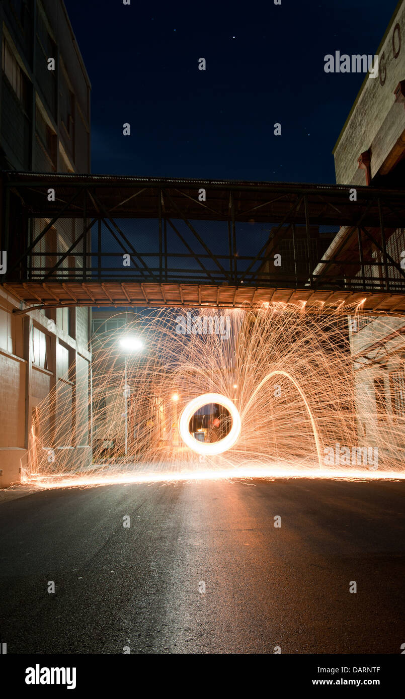 La pittura di luce in Port Adelaide, Australia del Sud Foto Stock