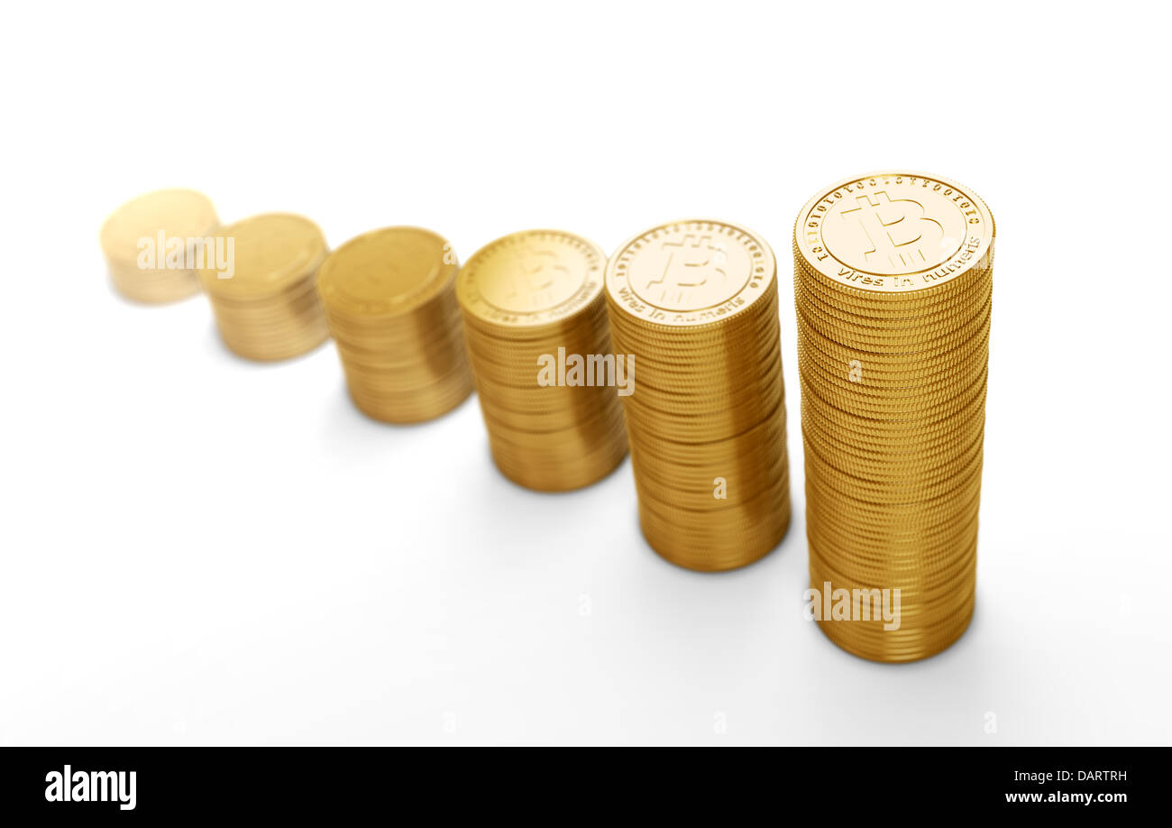 Monete di bit, la moneta virtuale concetto illustrazione Foto Stock