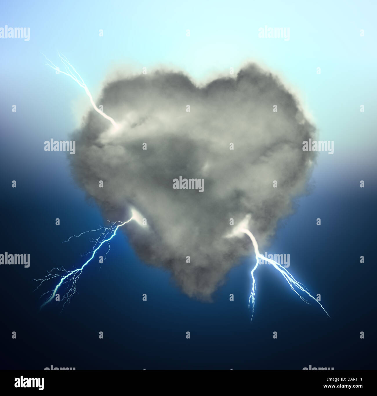 A forma di cuore cloud tempesta illustrazione Foto Stock