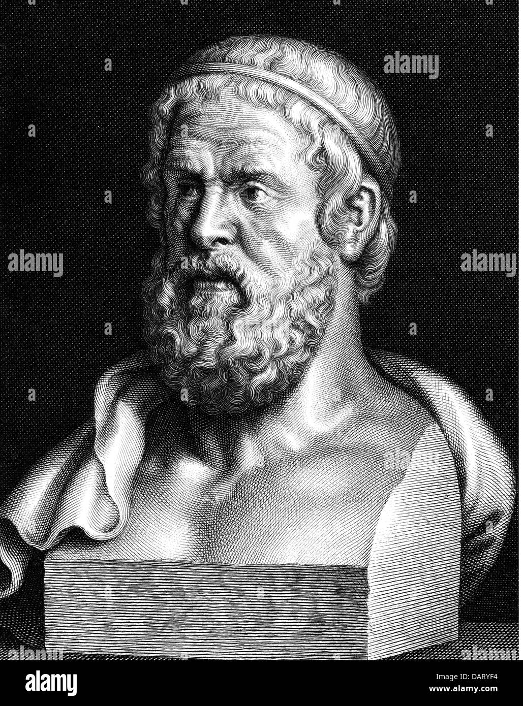 Sofocles, 496 a.C. - 406 a.C., autore/scrittore greco, statista e attore, ritratto, incisione di Nordheim, Foto Stock