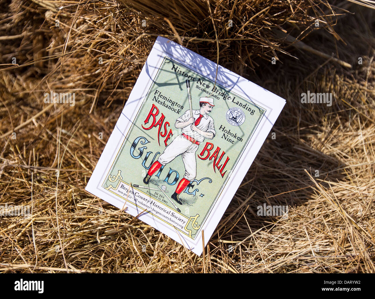 Un programma per una base vintage palla in gioco nel New Jersey Foto Stock