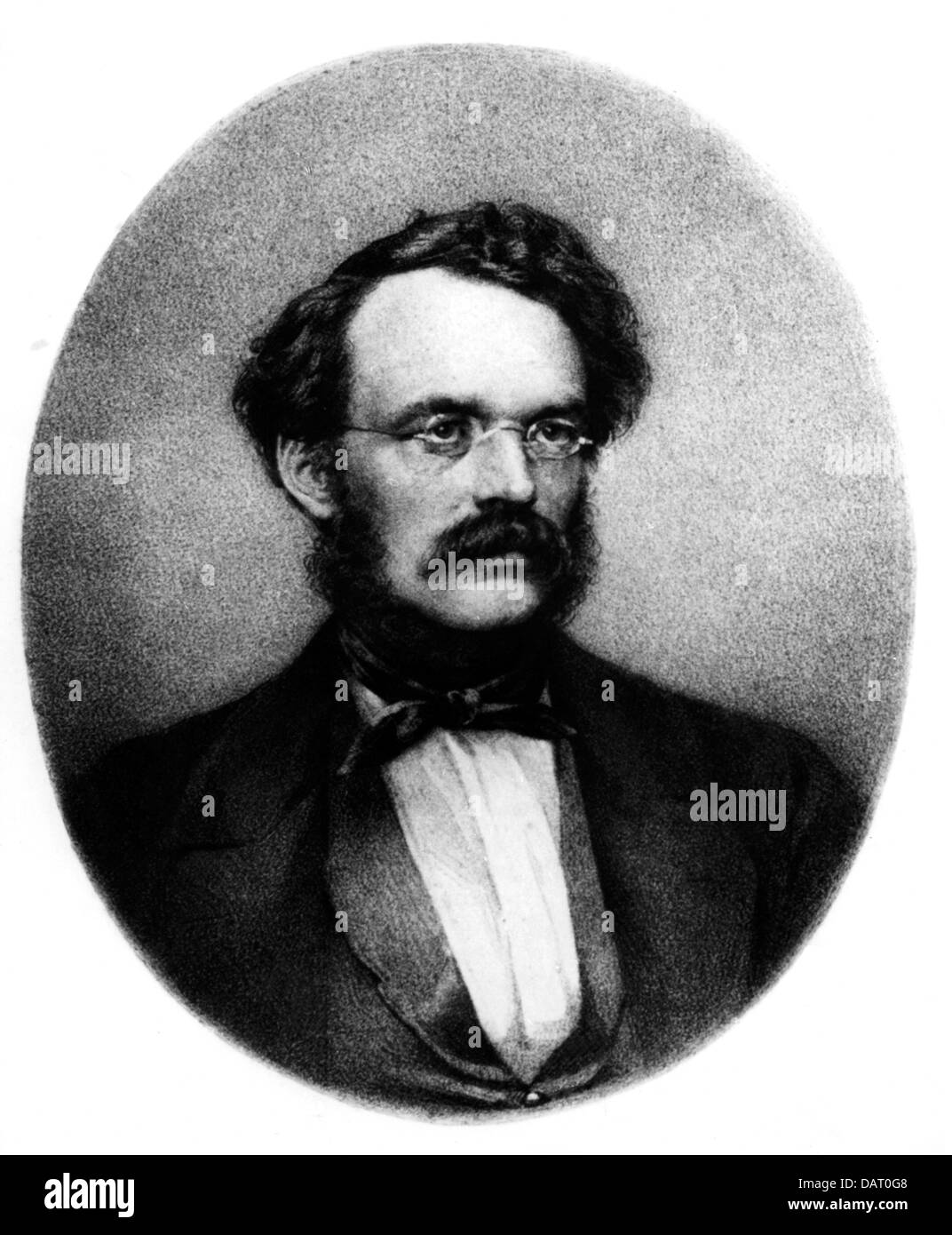 Siemens, Werner von, 13.3.1816 - 6.12.1892, tedesco dell'imprenditore e inventore, ritratto in ovale, basato sul foglio di grafica, 1855 Foto Stock