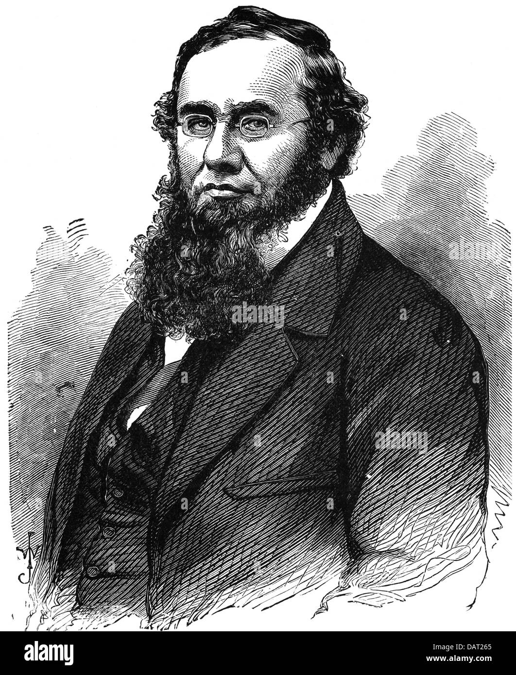 Stanton, Edwin McMasters, 19.12.1815 - 24. 2.1869, avvocato e politico americano (Rep.), Unisce il procuratore generale degli Stati 20.12.1860 - 4.3.1861, segretario della guerra 20.1.1862 - 28.5.1868, metà lunghezza, incisione del legno, circa 1865, Foto Stock