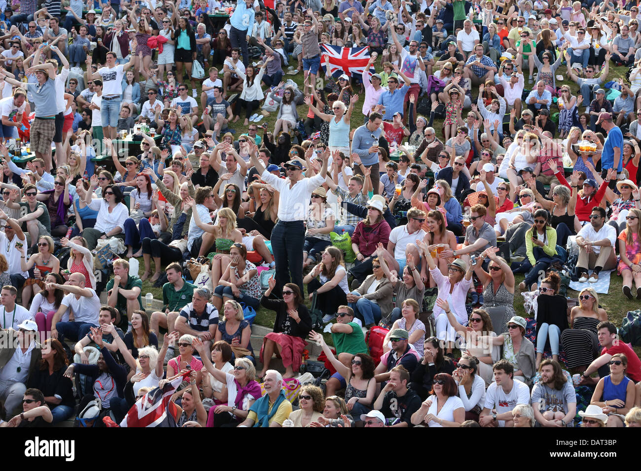 Henman Hill a Wimbledon Tennis Championships 2013 Foto Stock