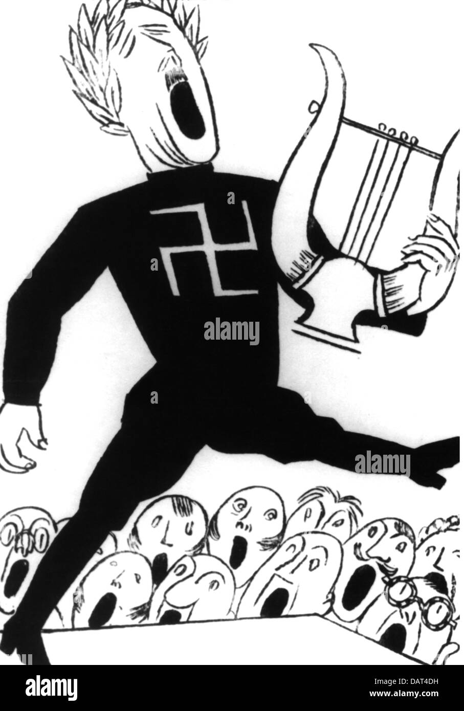 Hitler, Adolf, 20.4.1889 - 30.4.1945, politico tedesco (NSDAP), caricatura, 'Hitler non voleva nulla di male. Egli era sempre solo un Lyric, disegno, 'implisimus', Monaco, 16.1.1928, Foto Stock