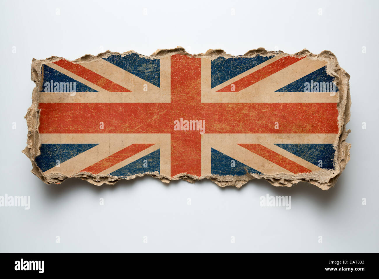 Bandiera britannica sul pezzo di cartone Foto Stock