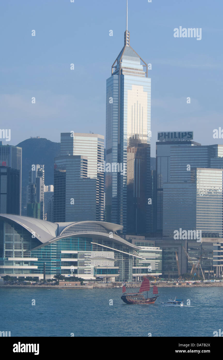 Asia, Hong Kong. Hong Kong skyline della città vista dal Porto Victoria. Foto Stock