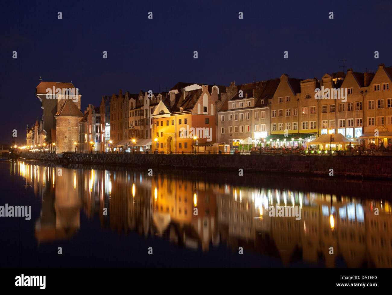 Gdansk di notte, Polonia Foto Stock