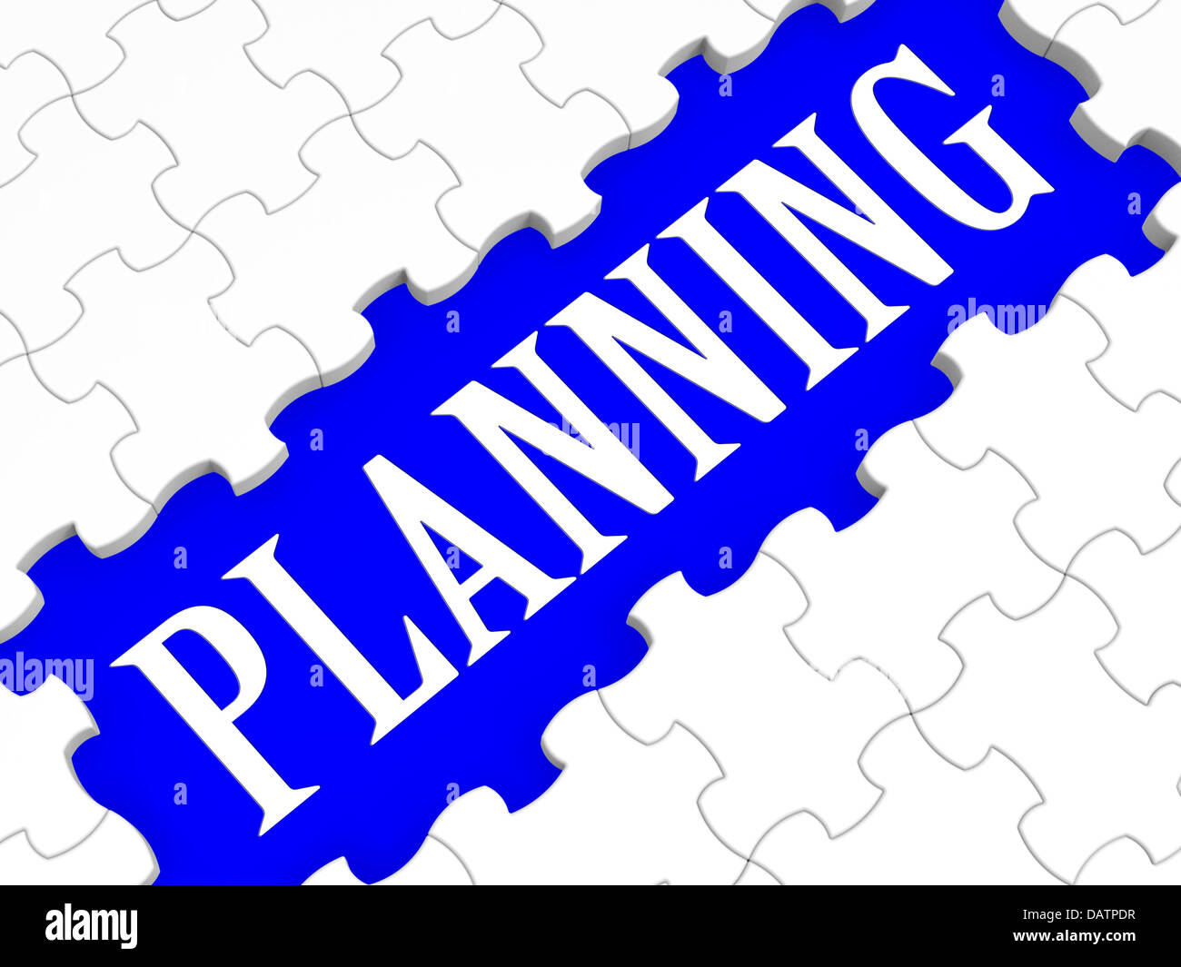 Puzzle di pianificazione mostra intenzione e obiettivi Foto Stock