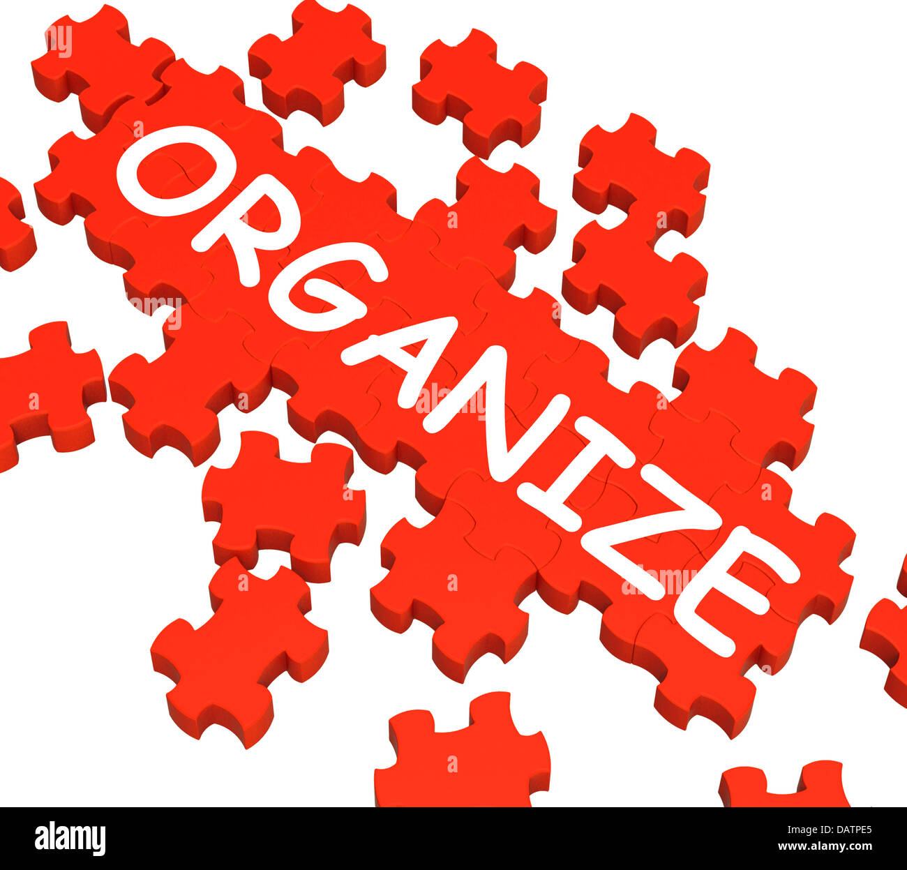 Organizzare Puzzle mostra disponendo o organizzazione Foto Stock