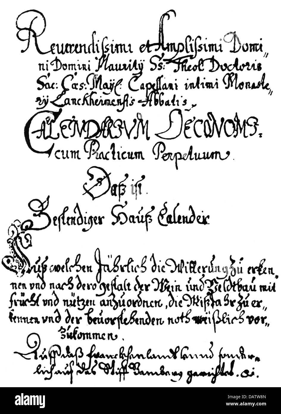 Calendario, calendario di sette anni, Calendarium Oeconomicum Perpetuum Practicum, di Mauritius Knauer, Monastero di Langheim, alta Franconia, circa 1670, diritti aggiuntivi-clearences-non disponibile Foto Stock