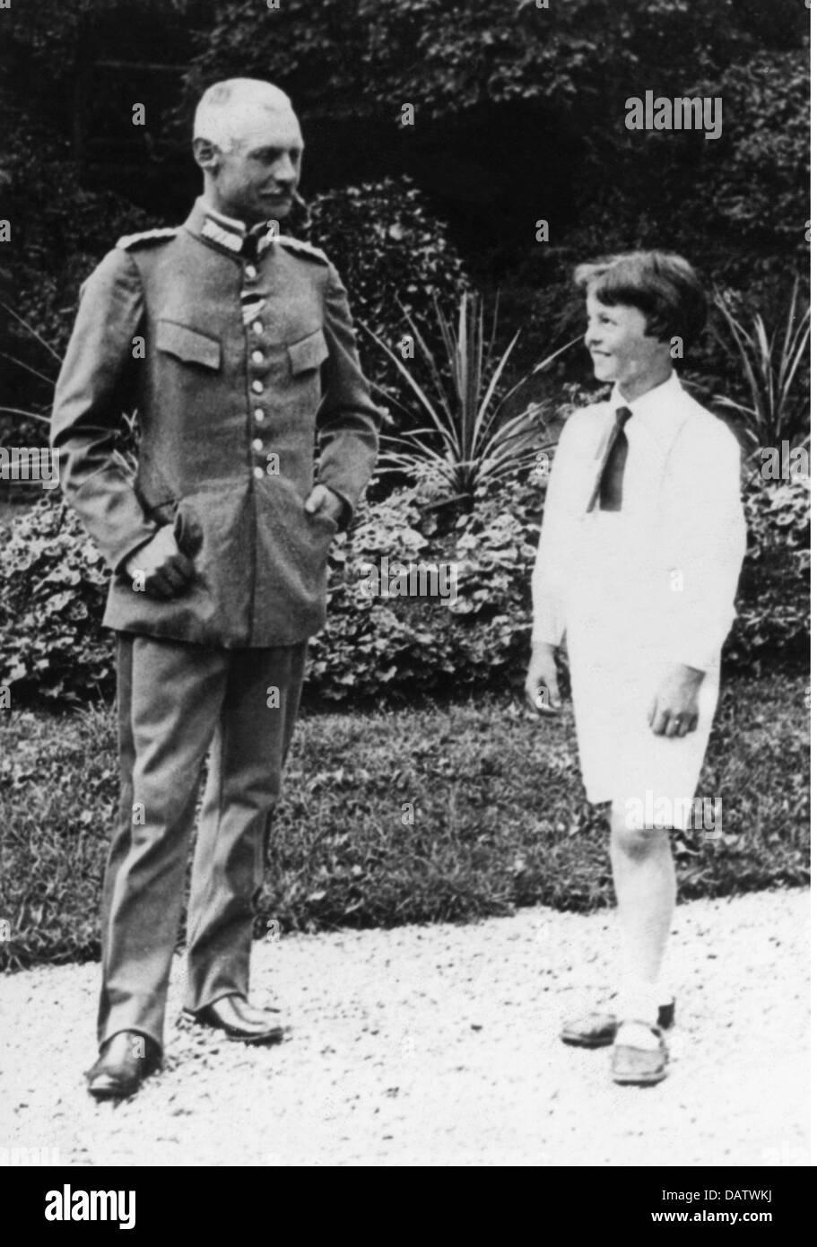 Ruprecht, 18.5.1869 - 2.8.1955, Principe ereditario di Baviera 4.11.1913 - 13.11.1918, generale tedesco, con il figlio principe Albrecht, circa 1915, Foto Stock