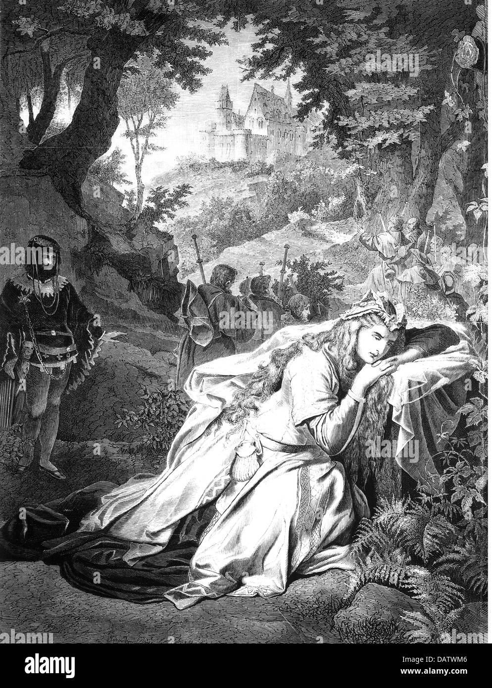 teatro, opera, 'Tannhäuser e la guerra dei cantanti a Wartburg' (Tannhäuser und der Sängerkrieg auf der Wartburg), di Richard Wagner, Eilsabeth che prega, dopo la pittura di Theodor Pixis (1831 - 1907), incisione in legno, 19 ° secolo, diritti aggiuntivi-clearences-non disponibile Foto Stock