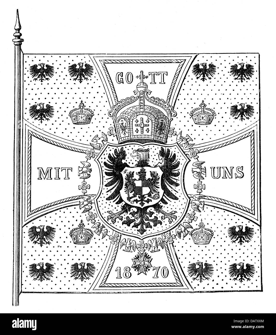 Eraldica, standard, Germania, standard dell'imperatore tedesco, 1871 - 1918, incisione in legno, XIX secolo, diritti aggiuntivi-clearences-non disponibile Foto Stock