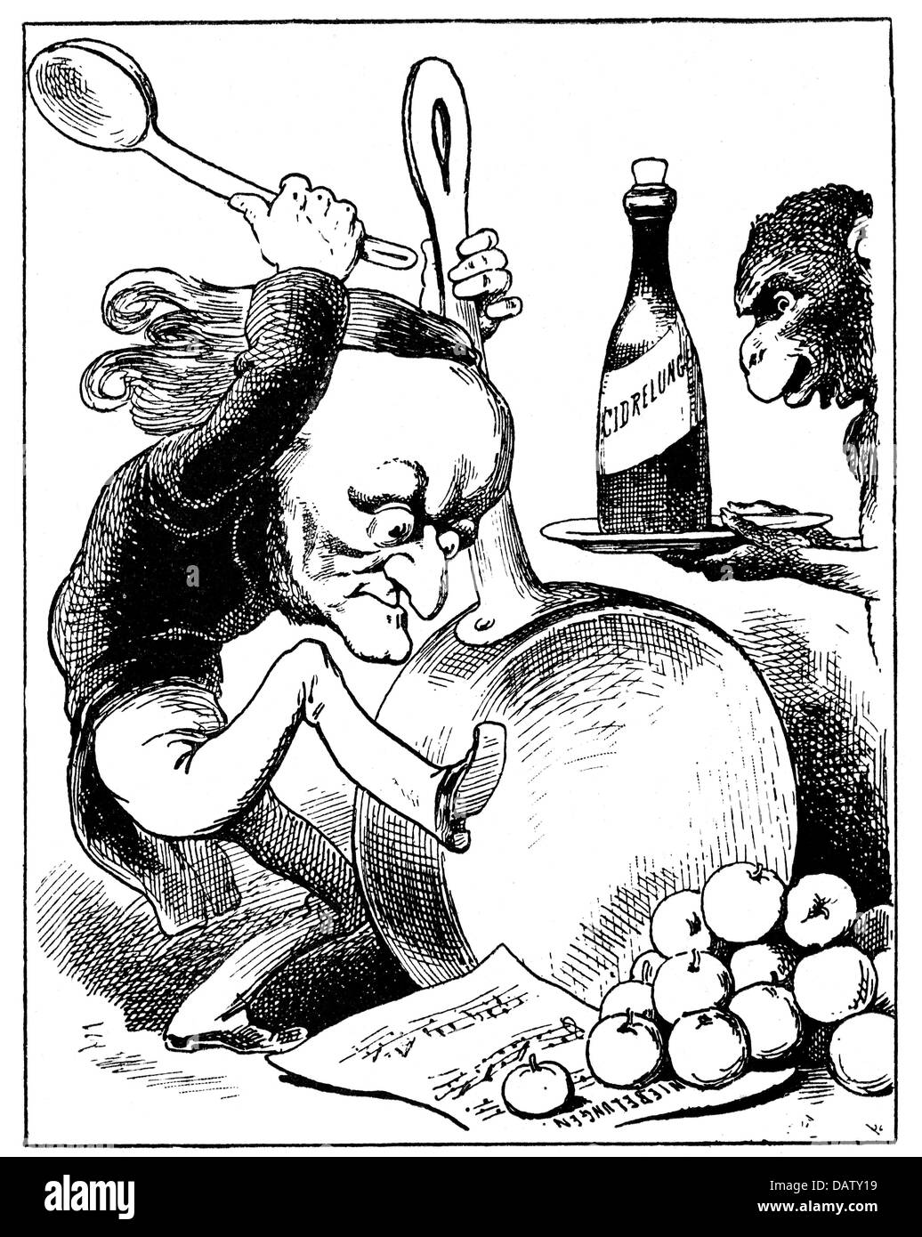 Wagner, Richard, 22.5.1813 - 13.2.1883, musicista tedesco (compositore), caricatura "il Tetralogista Wagner", disegno di Gill da 'Eclipse', 1876, Foto Stock