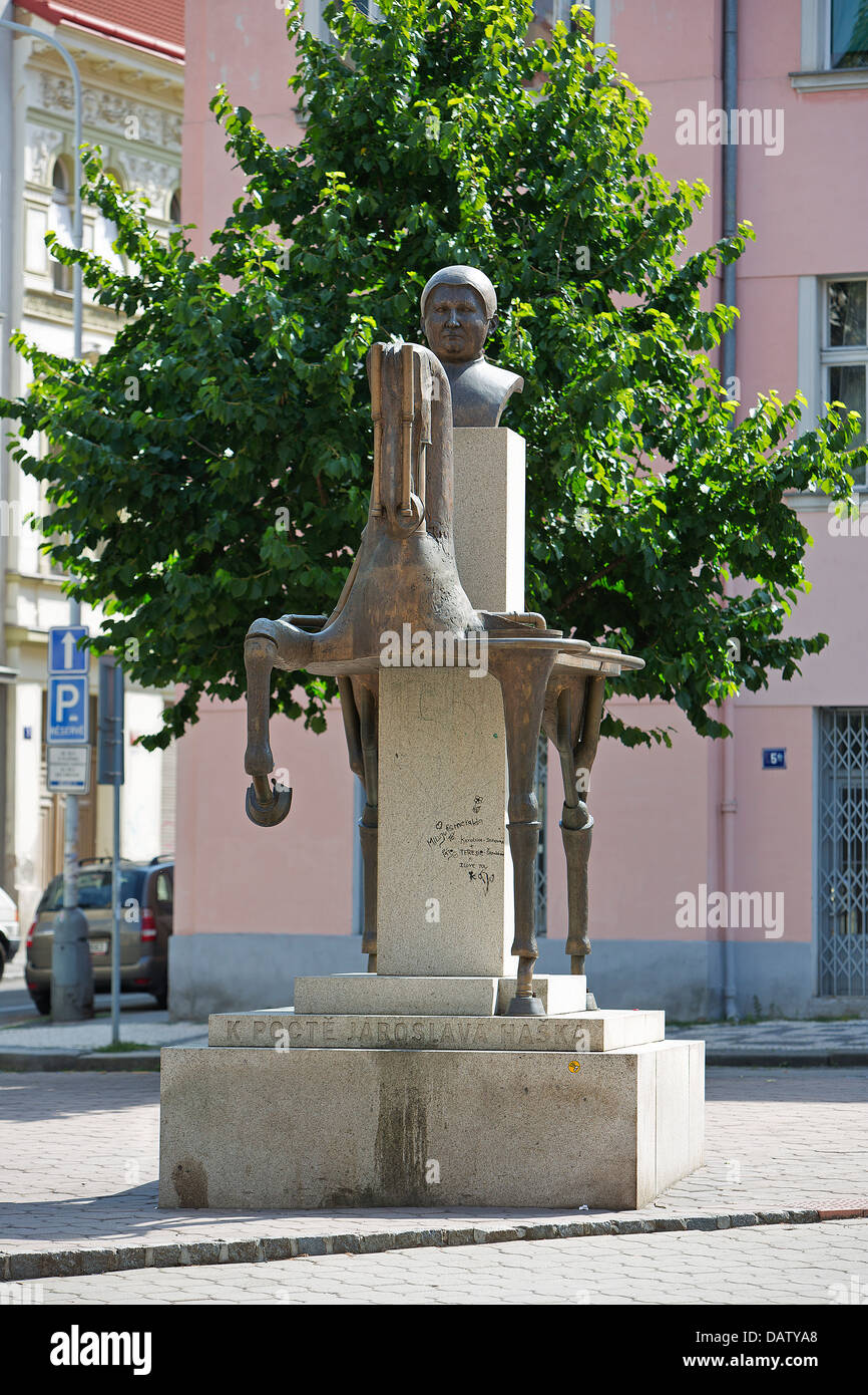 Praga, Jaroslav Hasek, scrittore, autore, statua Foto Stock