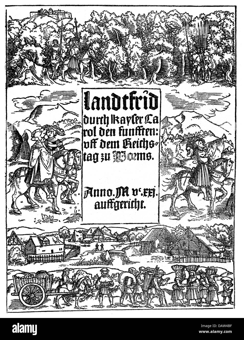 giustizia, leggi, pace del re, rimesse dall'imperatore Carlo V alla Dieta Imperiale in Worms, 1521, diritti aggiuntivi-clearences-non disponibili Foto Stock