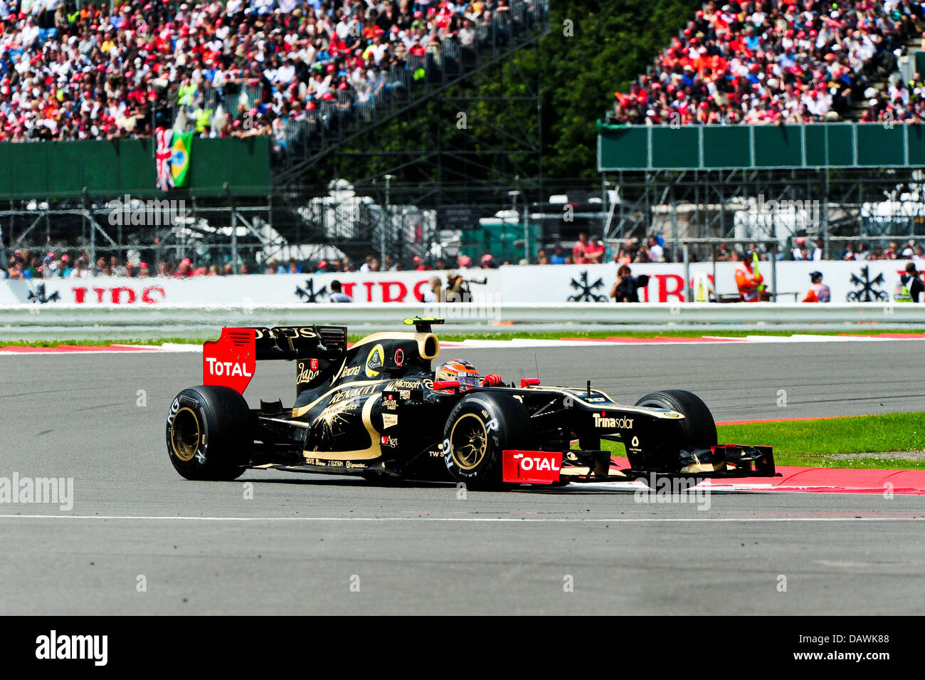 Romain Grosjean in Lotus F1 al Loop durante il 2012 Gran Premio di Gran Bretagna a Silverstone Foto Stock