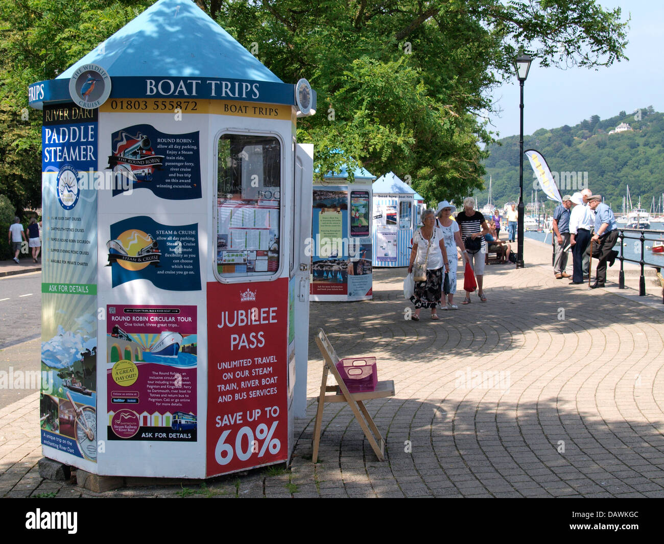 La biglietteria chioschi per gite in barca, Dartmouth, Devon, Regno Unito 2013 Foto Stock