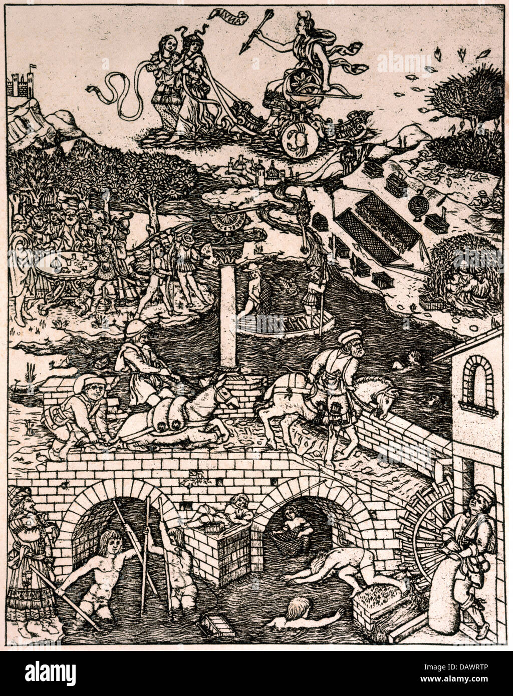 Astrologia, pianeti, Luna, "i bambini della Luna", incisione su rame, circa 1490, artista del diritto d'autore non deve essere cancellata Foto Stock