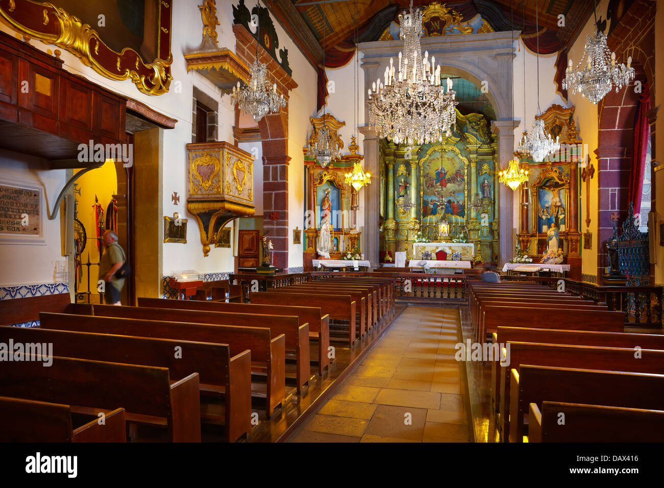 Interno della chiesa di Nossa Senhora, Monte, Madeira, Portogallo Foto Stock
