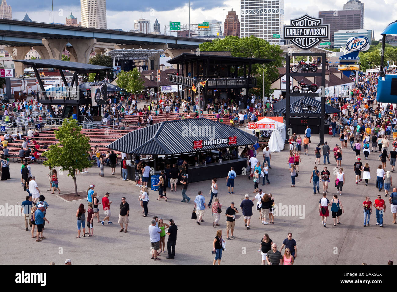 La Harley-Davidson Roadhouse stadio è visto sul Henry W. Maier Festival Park (Summerfest Grounds) in Milwaukee Foto Stock