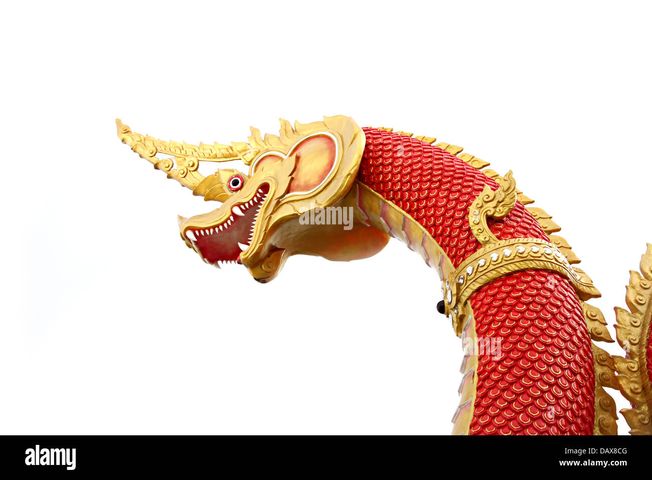 Il Serpente statua nel tempio sullo sfondo bianco. Foto Stock