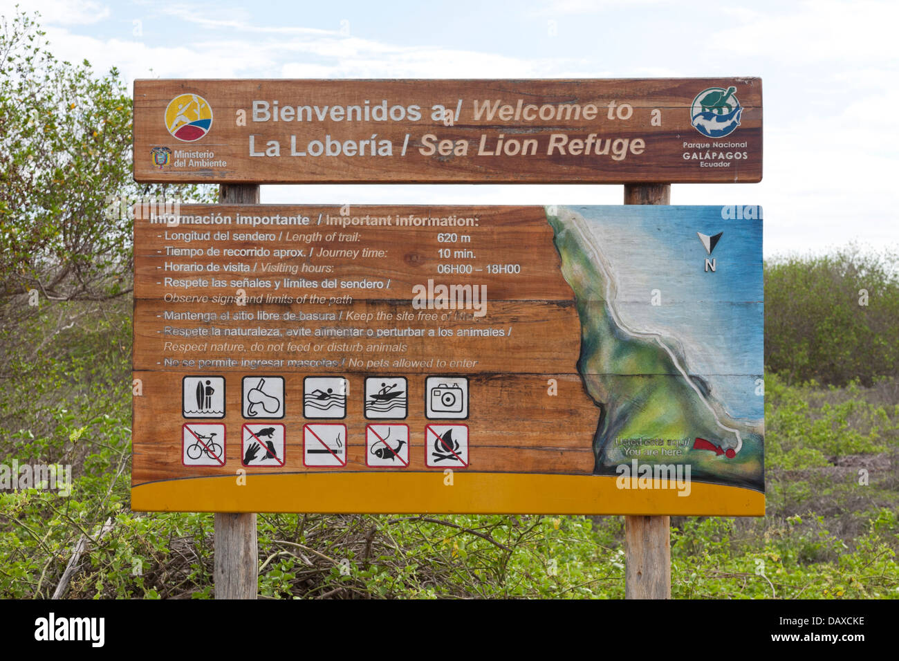 La Loberia, Spiaggia, San Cristobal Island, Isole Galapagos, Ecuador Foto Stock