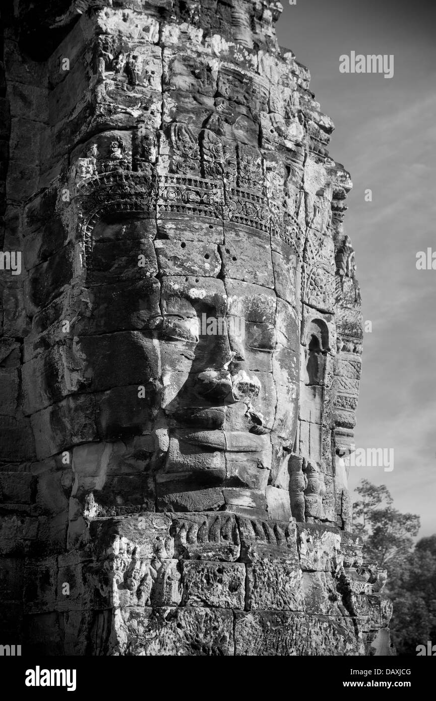 Facce del tempio Bayon, Angkor, Cambogia Foto Stock