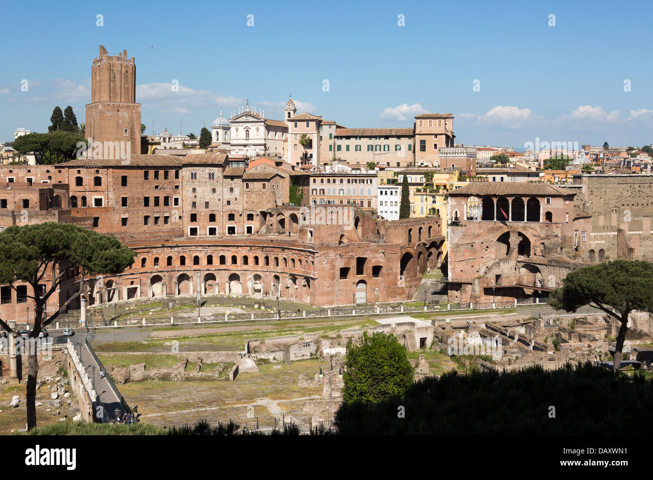 Vista panoramica di Roma da edificio Vittoriano di piazza Venezia, Italia Foto Stock