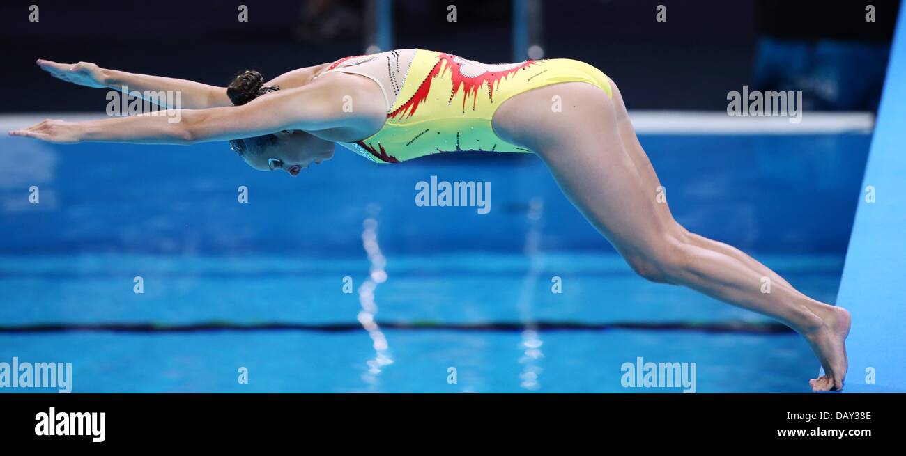 Barcellona, Spagna. Il 20 luglio, 2013. Kyra Felssner di Germania compie durante l'assolo tecnico nuoto sincronizzato finali del XV Campionati del Mondo di nuoto FINA a Palau Sant Jordi Arena di Barcellona, Spagna, 20 luglio 2013. Foto: Friso Gentsch/dpa/Alamy Live News Foto Stock