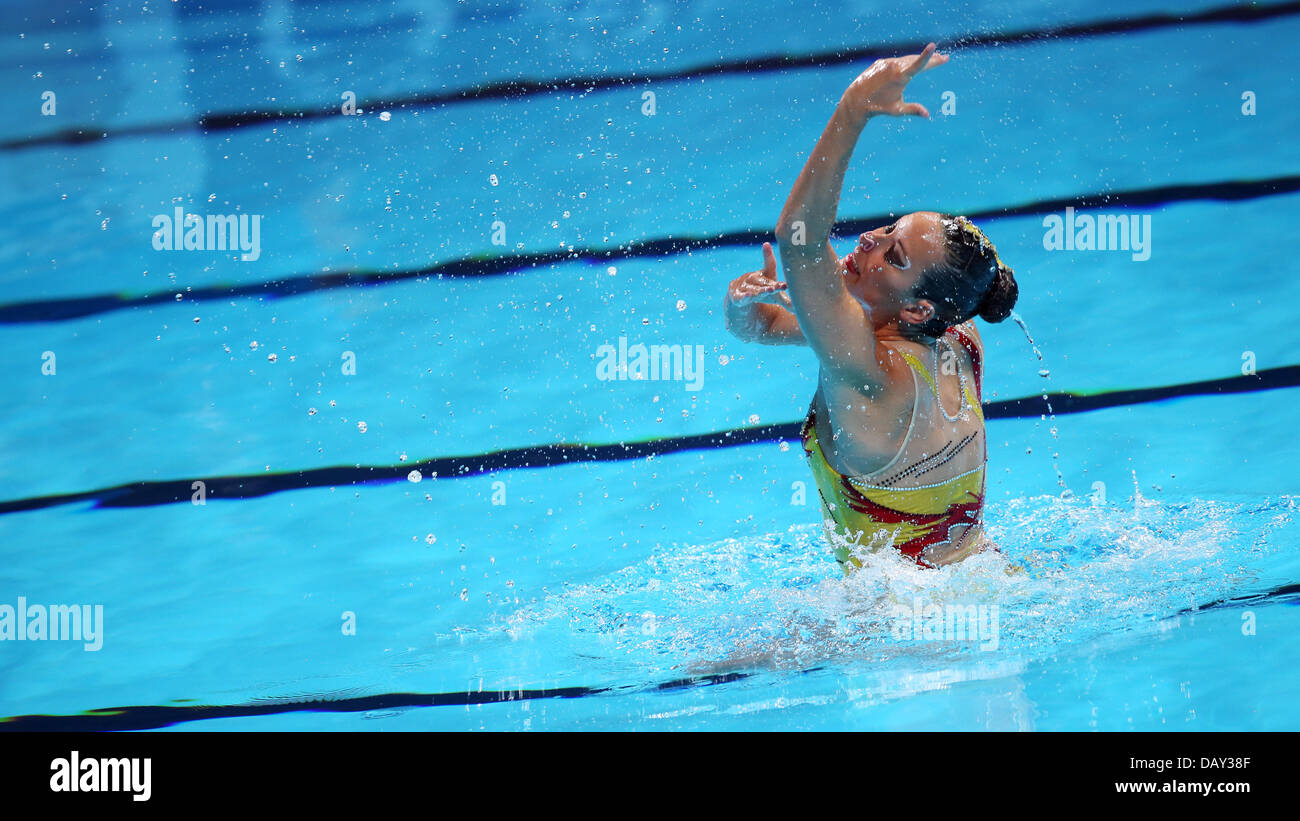 Barcellona, Spagna. Il 20 luglio, 2013. Kyra Felssner di Germania compie durante l'assolo tecnico nuoto sincronizzato finali del XV Campionati del Mondo di nuoto FINA a Palau Sant Jordi Arena di Barcellona, Spagna, 20 luglio 2013. Foto: Friso Gentsch/dpa/Alamy Live News Foto Stock