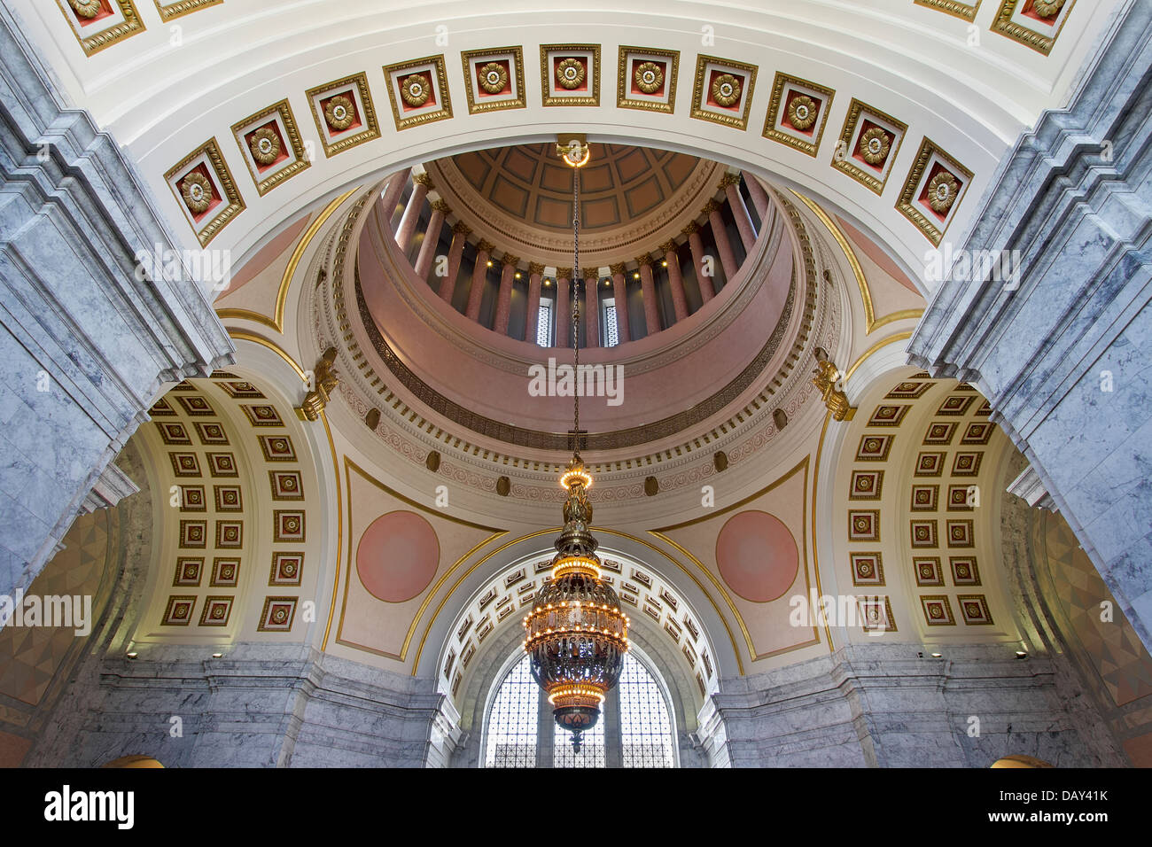 Washington State Capitol Building Rotunda lampadario e Arch Architettura in Olympia Foto Stock