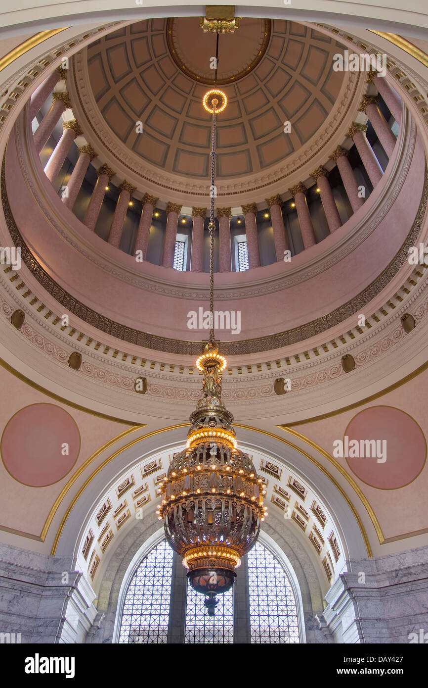 Washington State Capitol Building Rotunda lampadario in Olympia Closeup Foto Stock