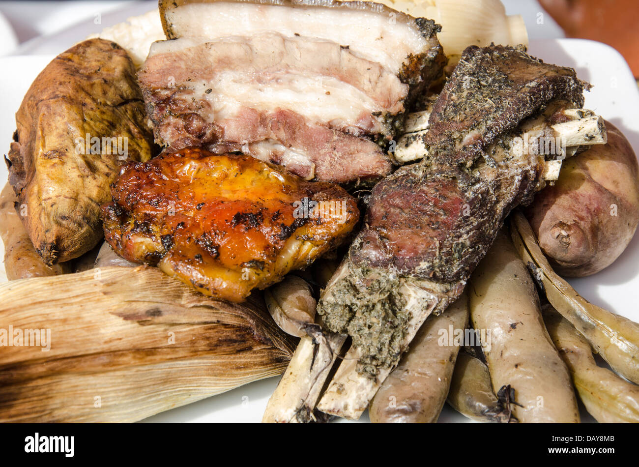 Tradizionale cibo Peruviano.Panchamanca. Foto Stock