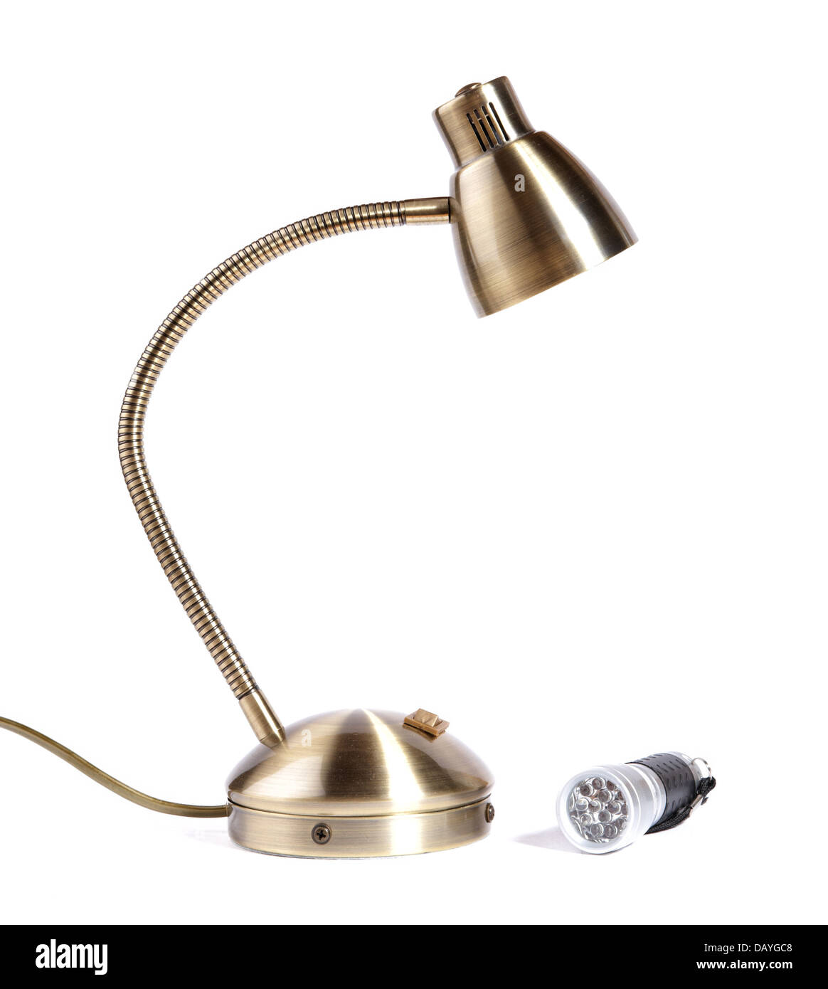 Lampada da scrivania e tasca piccola lampada isolato su uno sfondo bianco Foto Stock